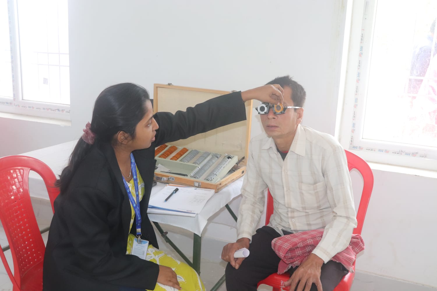 Eye examination for rural community member